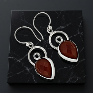 Art Palace Latest Design <b>Silver</b> <b>Stud</b> <b>Earrings</b> with Red Onyx Gemstone Fashion Hoop <b>Earrings</b> - Product Image 2