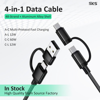 Cable Trenzado USB 3.0 a Tipo C 4 en 1, Carga Rápida, Transferencia de Datos para Impresora IOS, Teléfono, Tableta, Disco Duro Externo