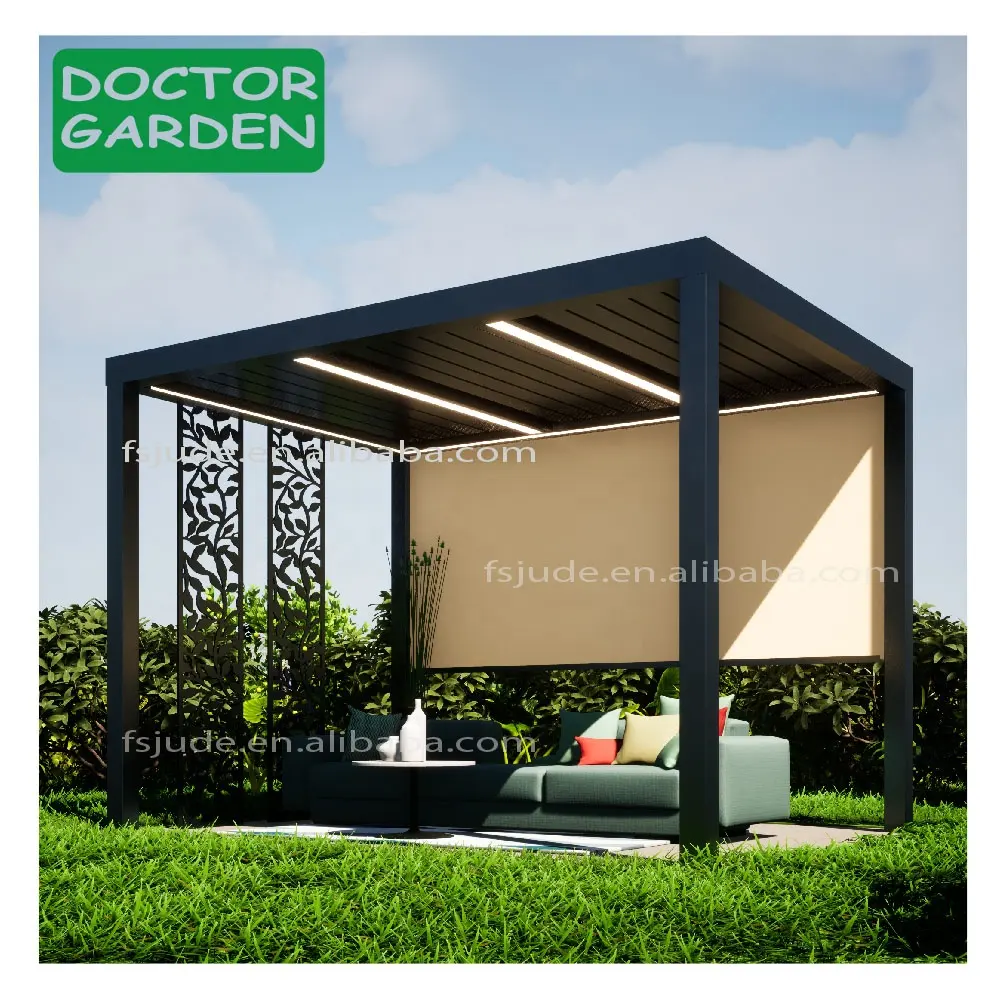 Gd Pavilion Aluminium Profiel Systeem Elektrische Outdoor Moderne Lammela Alu Bioclimatic 5X3 5X5 3X4 dak Automatische Boog Pergola