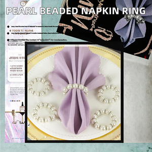 Anillo de Servilleta Moderno de Lujo Ligero, Pequeño, de Plástico y Metal con Cuentas de Perlas, Color Personalizado, Diseño Creativo, en Existencia, para Hotel, Boda, Fiesta - Product Image 2