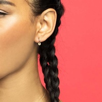 Pendientes de Aro Pequeños con Cuentas de Arcoíris y Bola de Pavé, Joyería Turca de Moda de Alta Calidad
