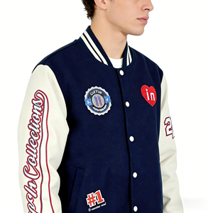 Custom Letterman Baseball <b>Fleece</b> Jacket Wholesale Embroidery Unisex Streetwear Long Windproof 2026 New Arrival Varsity ODM - Product Image 5
