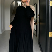 Robe élégante et modeste en coton et lin respirant pour femmes musulmanes, coupe ample avec taille cintrée et manches évasées – Vente en gros 0.65