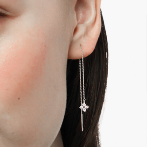 CANNER Simple S925 Sterling Silver 70mm Long <b>Chain</b> Floral 5A Zirconia Stone Tassel Flower <b>Earrings</b> Trendy Rhodium 18K Gold - Product Image 5