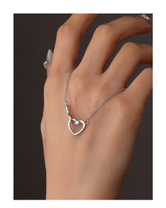 18K Gold Plated Bohemian Style Charm Necklace with Heart Buckle Zircon Pendant Link <b>Chain</b> 20inches Brass Material Anniversary - Product Image 4