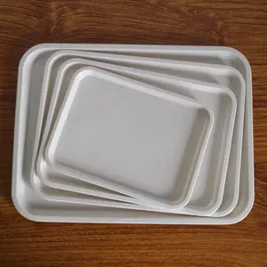 Custom Logo Square White Plastic Serving Melamine Tray Stackable Thicken Melamine Tray For Restaurant Household Hotel