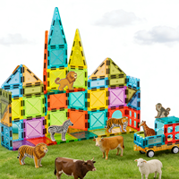 Juego de Juguetes Magnéticos Educativos 3D STEM de Tendencia 2025, Bloques de Construcción Magnéticos, 95 Piezas, Animales del Zoológico, Azulejos Magnéticos para Niños