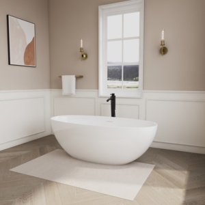 Baignoire autoportante en acrylique renforcé de fibre de verre, fabrication OEM/ODM, design personnalisé, finition mate ou brillante blanche, vente en gros, Vietnam - Product Image 1