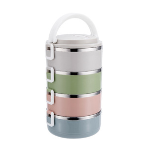 Multi-layer stainless steel lunch box Insulation student lunch box Nordic Macaron round lunch box