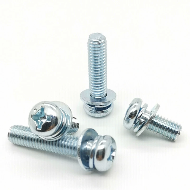 Phillips Slotted Pan Head Spring Flat Washer Sems Screw Three Combination Screw Galvanized Combination Screw with Pad Washer