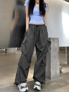 <span class=keywords><strong>Pantalon</strong></span> Cargo Décontracté <span class=keywords><strong>Femme</strong></span> Style Streetwear à Cordon de Serrage Ample Jambes Larges Droit Mode Oversize Jogging - Product Image 5