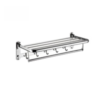 Ensemble d'accessoires de salle de bain en acier inoxydable noir/argent avec porte-serviettes et étagère, ensemble de rangement mural pour accessoires de salle de bain