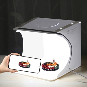 PULUZ Mini Tenda Fotografica Portatile Pieghevole 20cm con Luce LED 550LM, Kit Studio Fotografico con 6 Sfondi Colorati - Product Image 2