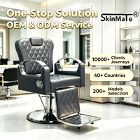 Chaise de Salon de Coiffure à Prix d'Usine avec Pompe Hydraulique, Chaise de Barbier Noire à Base Ronde pour Coiffure et Esthétique