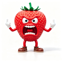 Statue en résine polyester de personnage de dessin animé fraise amusant et en colère, peinte à la main, ornement de bureau, décoration d'intérieur, cadeau