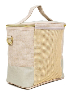 Eco friendly 100% juta termica cooler tote lunch bag poche insulated congelamento raffreddamento lino juta cooler bags - Product Image 2