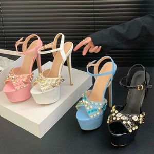 Zapatos Plataforma Rhinestone <b>Pole</b> <b>Dance</b> Metal Thin Stripper 16CM Stiletto High Platform Heels - Product Image 4