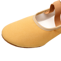 Chaussures de danse classique Qianranwu pour femmes, en toile, à semelle souple et talon plat, avec semelle extérieure en cuir véritable, pour l'entraînement de ballet, vente en gros