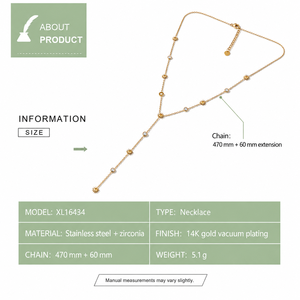 Collier Y Sunburst Station en acier inoxydable avec zircone, plaqué or 14 carats sous vide, chaîne réglable - Product Image 4
