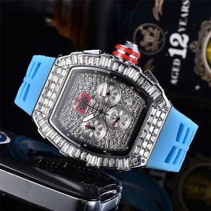 Alta calidad de lujo de los hombres de cuarzo diamante Tonneau totalmente helado reloj <span class=keywords><strong>rojo</strong></span> Bule correa de silicona reloj Masculino - Product Image 6