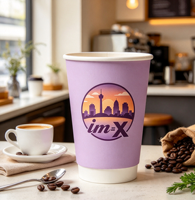 Gobelet en papier à double paroi certifié FSC, personnalisé avec logo imprimé, 12 oz, revêtement PE, pour expresso chaud, cappuccino, à emporter