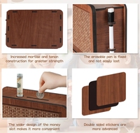 Tirelire Boîte à Économies en Bois Personnalisée de Haute Qualité avec Stylo pour Adultes et Enfants
