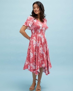 Suave y transpirable impreso rayón ropa de maternidad de la frente de agradable Casual Midi vestido de lactancia - Product Image 5