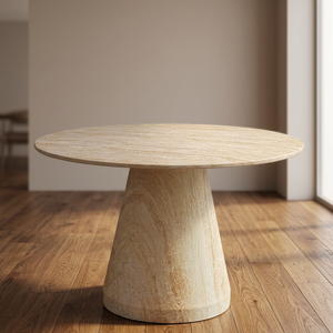 Table à manger ronde en béton minimaliste moderne avec base conique, design stable pour l'ameublement de la maison - Product Image 3