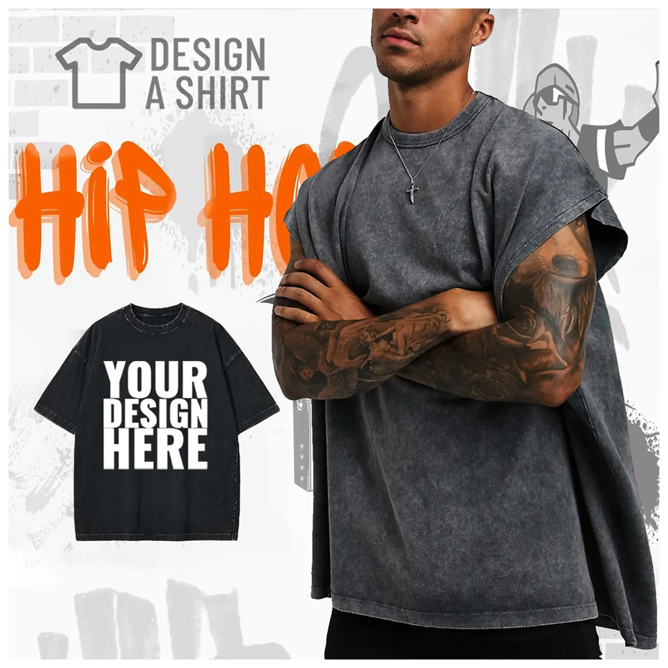 Manufacture 250 Gsm Heavy Weight Streetwear T Shirt Custom Design Blank 100% Cotton Round Neck Tshirt Custom Hip Hop T-shirt