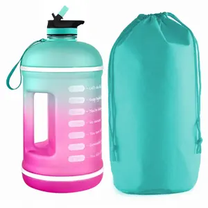 Grote 1 Gallon/128Oz Motivatie Gradiëntkleur Lekvrij Tritan Bpa Gratis Sport Water Kruik Met Tijd Marker & stro