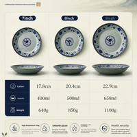Assiettes en céramique de porcelaine chinoise de haute qualité, motif végétal bleu, compatibles micro-ondes, style moderne minimaliste, nouveau style chinois