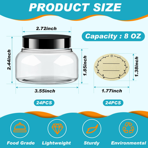 150ml 250ml Plastic <b>Jars</b> Width Mouth <b>Empty</b> Plastic Body Scrub Containers with Lid for Body Butter Lotion Can Customize Label - Product Image 2