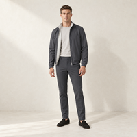 Ensemble de survêtement 3 pièces pour homme : veste zippée réversible, t-shirt à manches longues en coton mercerisé doux et pantalon chino extensible – OEM personnalisé en stock