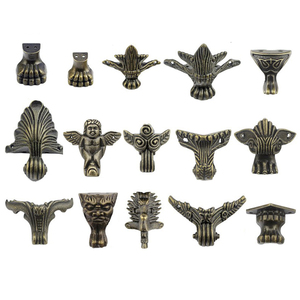 Caja de madera tallada antigua, accesorios de protección para pies, <span class=keywords><strong>joyero</strong></span>, muebles decorativos de cuatro lados, protectores de piernas - Product Image 1