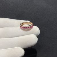 Vollständig im Labor geschaffenes rosa Saphirring Edelsteine feiner Schmuck Massivgold Damenhalb-Ewigkeits-Ring-Armband