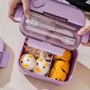 Hete Verkoop 3 Compartiment Rechtop Voedsel Opslag & Containers Multifunctionele Magnetron Draagbare Plastic Bento Lunchboxen Voor Kinderen