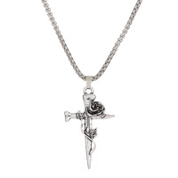 Collier vintage en forme de croix de rose, pour homme et femme, tendance Instagram, collier créatif pour couple, chaîne de pull, accessoires hip-hop