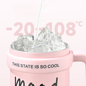 Gobelet <span class=keywords><strong>isotherme</strong></span> personnalisé en acier inoxydable rose, avec poignée, anti-fuite, pour café, vente en gros - Product Image 2