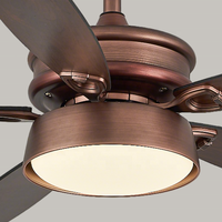 Ventilateur de plafond avec lumière LED, moteur DC silencieux, réversible, grain de bois, télécommande sans fil, boîtier rétro en bronze rouge pour salon
