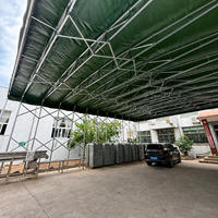 Tente de réception extérieure robuste rétractable avec roues, structure en acier, imperméable, sans parois latérales