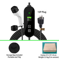 Chargeur EV portable 3,5 kW 16A GB T EVSE avec affichage numérique, prise simple, câble de 5 m, OEM ODM pour usage domestique