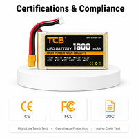 Batterie Lipo RC TCB 1800mAh améliorée 2S-6S 7.4V 11.1V 14.8V 18.5V 22.2V 25-60C pour Quadricoptère, Avion à Aile Fixe, Pièces de Voiture RC