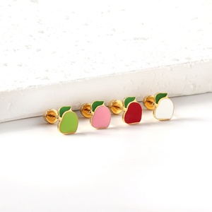Boucles d'oreilles clous personnalisées pour enfants, motif fruits, tendance 2024, avec dos à vis, en gros - Product Image 2