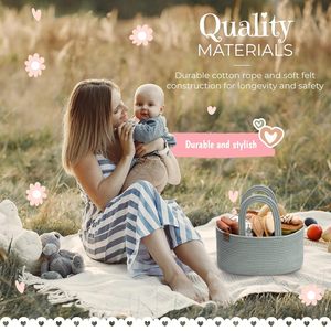 Organisateur de couches portable pour bébé, <span class=keywords><strong>panier</strong></span> de rangement pour table à langer, pour couches et lingettes pour bébé, cadeau de naissance - Product Image 5
