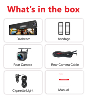 Caméra embarquée Carlover 10,99 pouces 4K Fisheye 3 caméras GPS WiFi vision nocturne IA avec capteur G 3 axes enregistrement en boucle 24h enregistreur vidéo