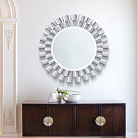 Grand miroir rond antique doré de luxe pour salon, décoration murale, miroirs décoratifs