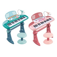 Piano Electrónico Infantil al por Mayor con Juego de Teclado, Taburete y Micrófono, Instrumento Musical Multifuncional para Educación Temprana