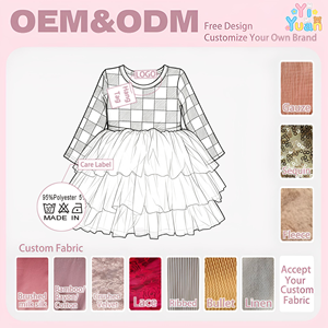 Robe Tutu à manches longues à carreaux Buffalo noir et blanc pour enfants, jupe en tulle multicouche blanche, robe décontractée pour petites filles pour les fêtes - Product Image 2