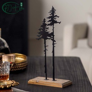 Adorno de árbol de hierro moderno y sencillo, decoración rectangular negra para escritorio, decoración navideña para el hogar - Product Image 1