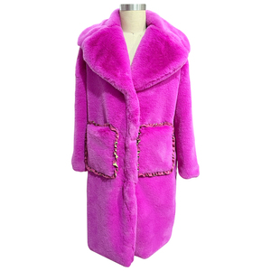 Veste en fausse fourrure de lapin de luxe pour femmes, longueur mi-cuisse, manteau chaud et moelleux pour femmes - Product Image 1
